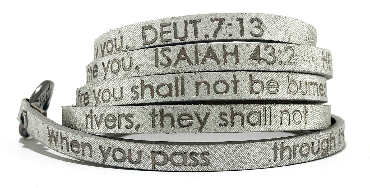 Bible Verse Wrap Around – Isaiah 43:2 – Stardust Silver-Good Work(s) Make A Difference® | Christian and Inspirational Jewelry Company in Vernon, California