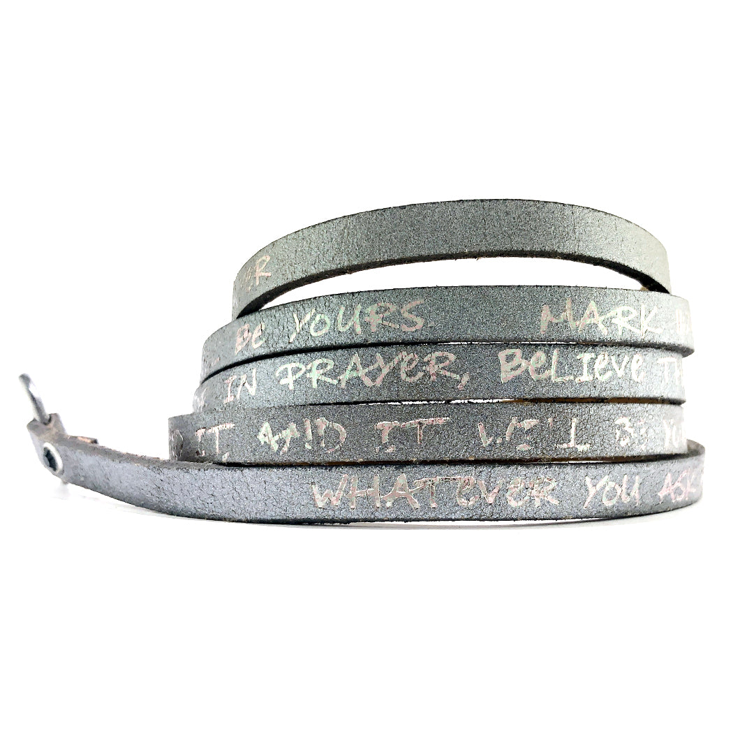 Bible Verse Wrap Around – Mark 11:24 – Gunmetal-Good Work(s) Make A Difference® | Christian and Inspirational Jewelry Company in Vernon, California