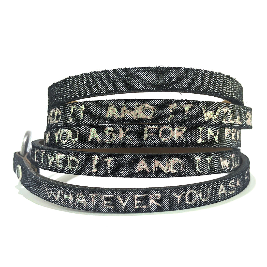 Bible Verse Wrap Around – Mark 11:24 – Stardust Black-Good Work(s) Make A Difference® | Christian and Inspirational Jewelry Company in Vernon, California