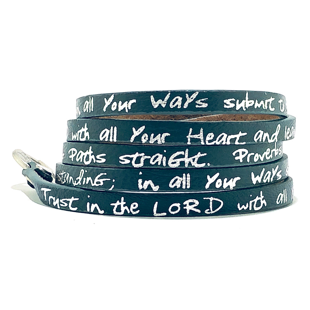 Bible Verse Wrap Around – Proverbs 3:5-6 – Teal-Good Work(s) Make A Difference® | Christian and Inspirational Jewelry Company in Vernon, California