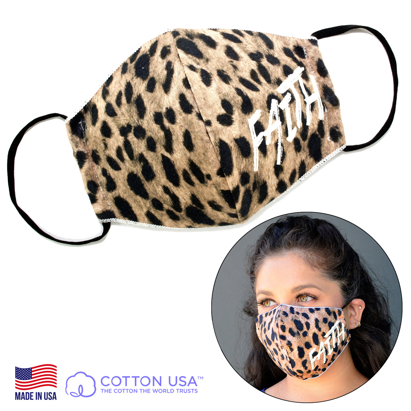 Faith 3D Leopard Face Mask-Good Work(s) Make A Difference® | Christian and Inspirational Jewelry Company in Vernon, California