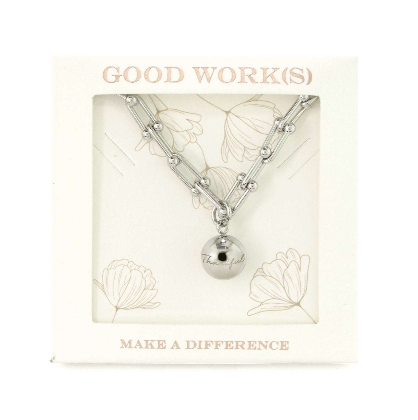 Thankful Necklace-Good Work(s) Make A Difference® | Christian and Inspirational Jewelry Company in Vernon, California