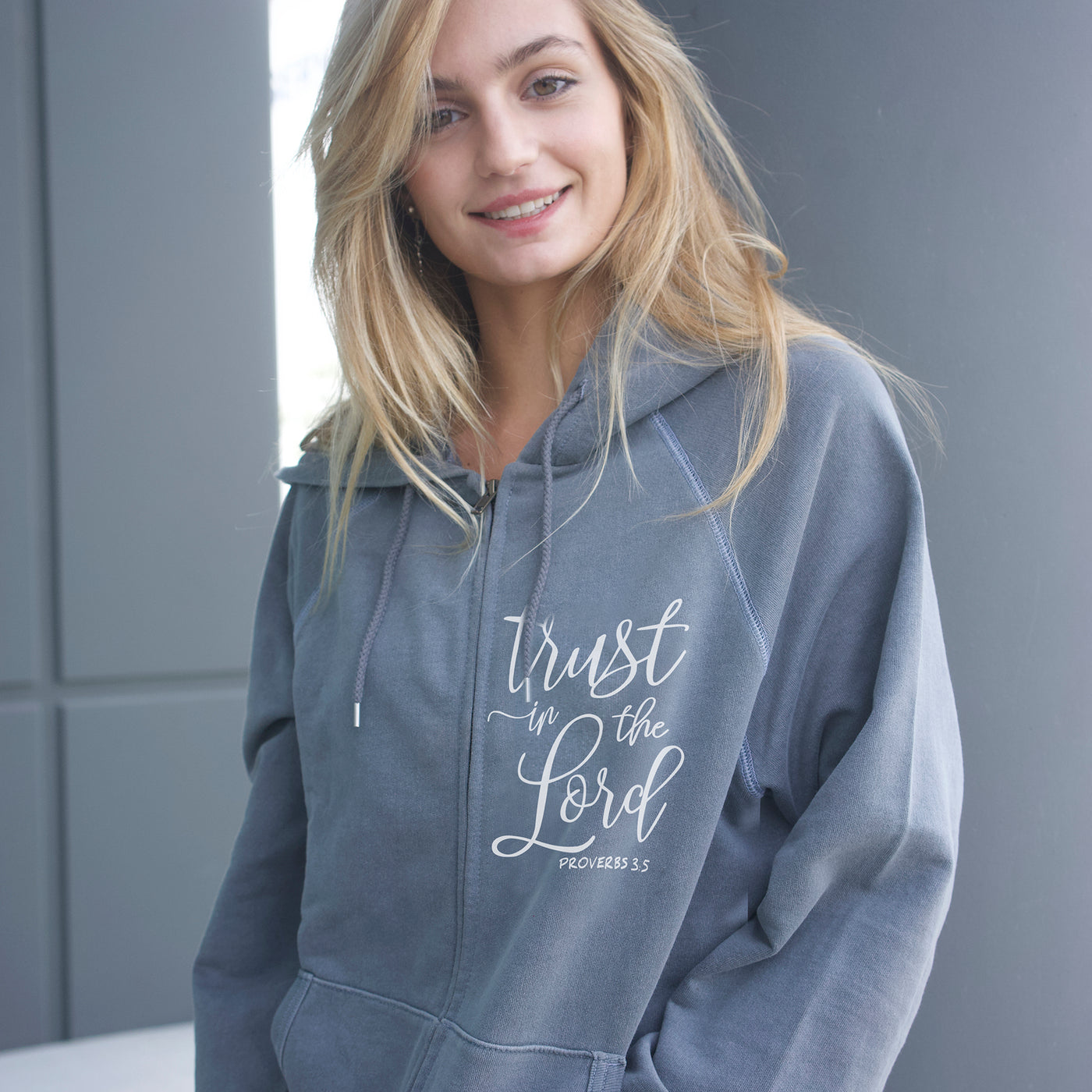 Proverbs 3:5 Bible Verse Zip Up Hoodie-Good Work(s) Make A Difference® | Christian and Inspirational Jewelry Company in Vernon, California