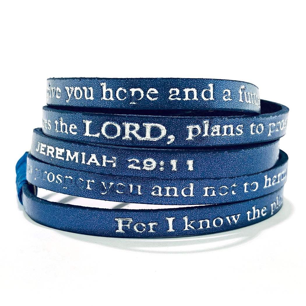 Bible Verse Wrap Around – Jeremiah 29:11 – Electric Blue-Good Work(s) Make A Difference® | Christian and Inspirational Jewelry Company in Vernon, California