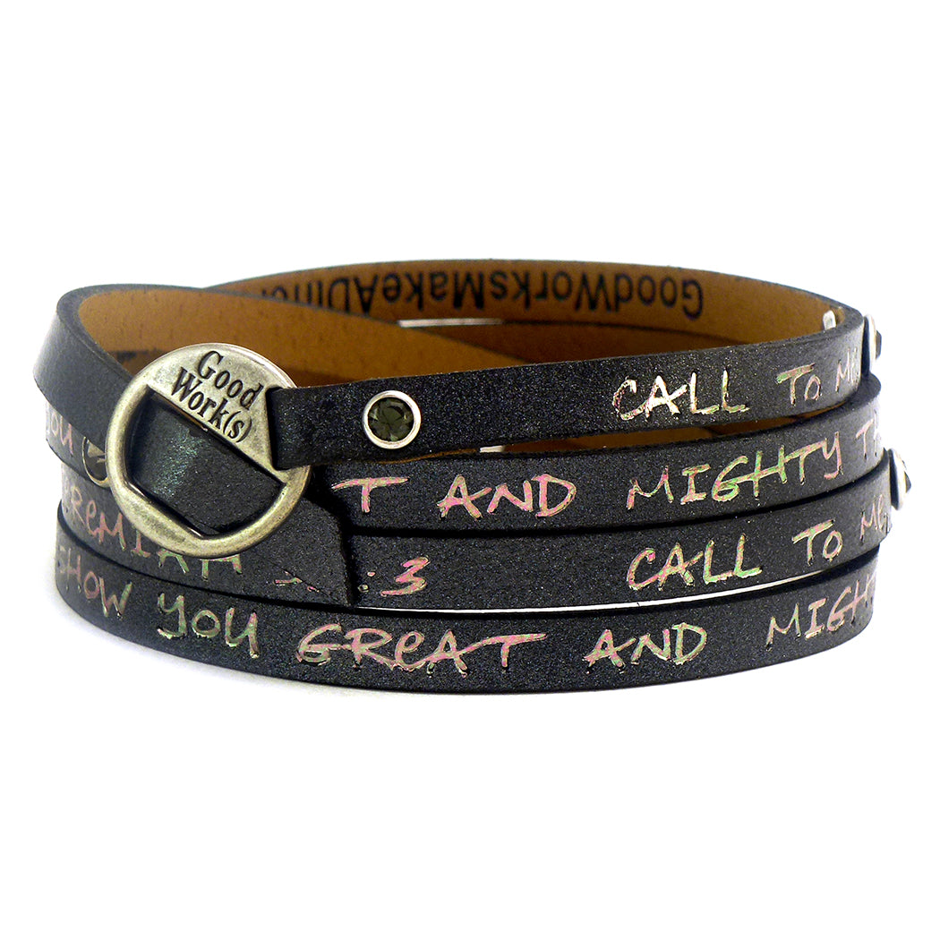 Bible Verse Wrap Around with Stones – Jeremiah 33:3 Black-Good Work(s) Make A Difference® | Christian and Inspirational Jewelry Company in Vernon, California