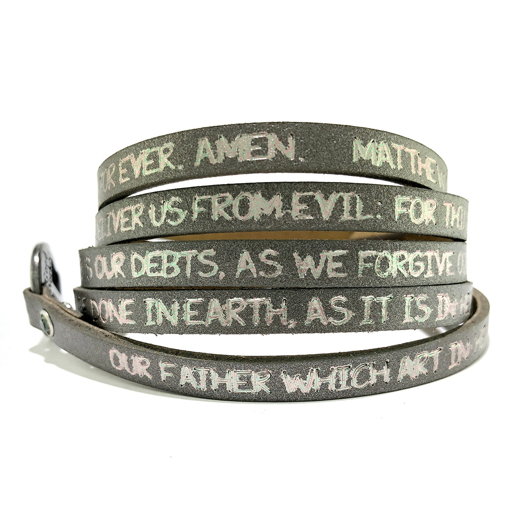 Bible Verse Wrap Around – Matthew 6:9-13 – Dark Gray-Good Work(s) Make A Difference® | Christian and Inspirational Jewelry Company in Vernon, California