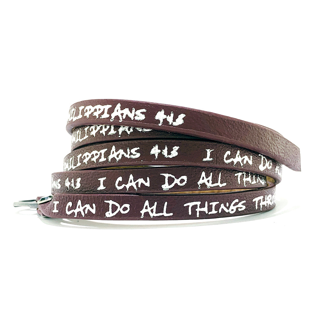 Bible Verse Wrap Around – Philippians 4:13 – Magenta-Good Work(s) Make A Difference® | Christian and Inspirational Jewelry Company in Vernon, California