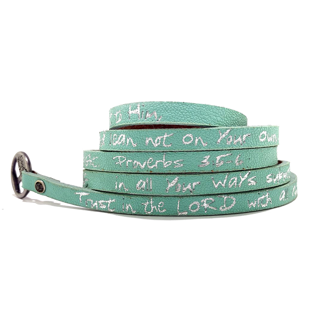 Bible Verse Wrap Around – Proverbs 3:5-6 – Mint-Good Work(s) Make A Difference® | Christian and Inspirational Jewelry Company in Vernon, California