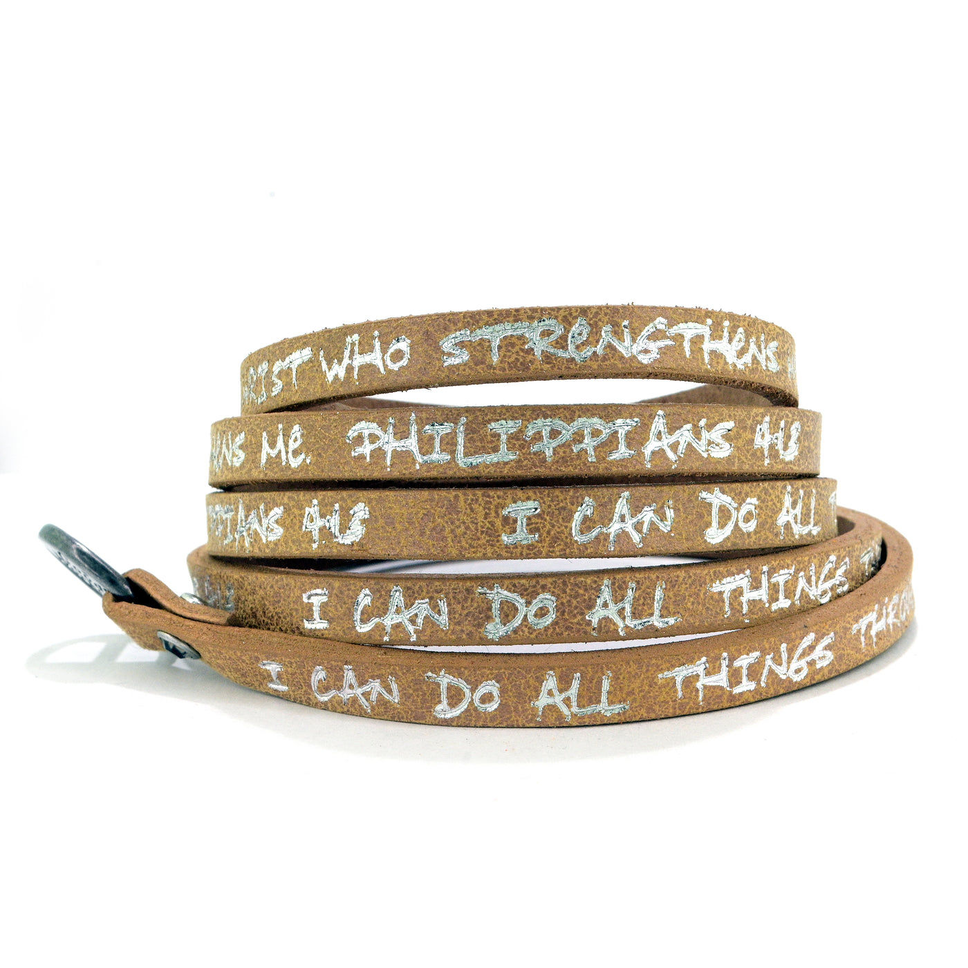 Bible Verse Wrap Around – Philippians 4:13 – Natural-Good Work(s) Make A Difference® | Christian and Inspirational Jewelry Company in Vernon, California