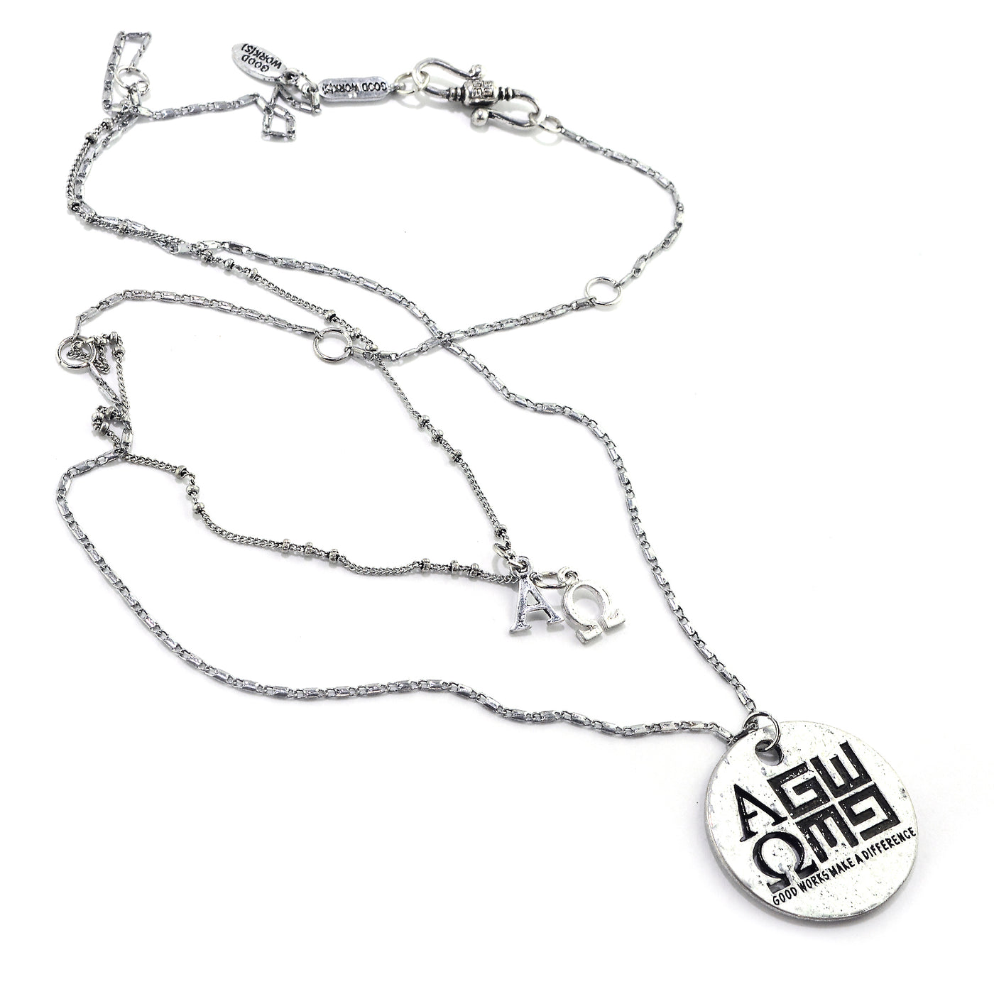 Alpha & Omega Necklace-Good Work(s) Make A Difference® | Christian and Inspirational Jewelry Company in Vernon, California
